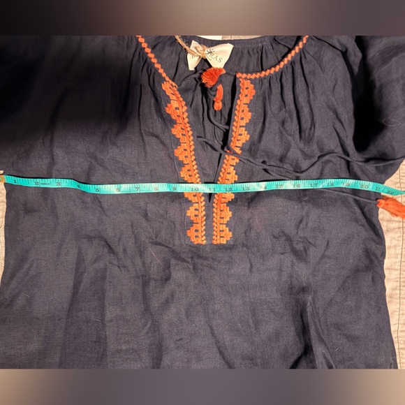 Anthropologie Navy Blouse with Orange Embroidery - Picture 4 of 5